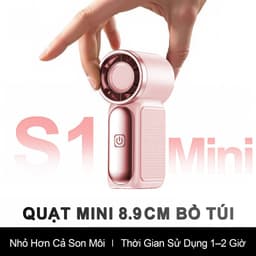 S1 MINI Quạt Tay Tốc Độ Cao, Làm mát nhanh, Quạt cầm tay mini, Chỉ 8,9cm, Điều chỉnh 6 tốc độ, 100 Mức gió, Màn hình kỹ thuật số, Pin 1800mAh 3
