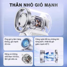 S1 MINI Quạt Tay Tốc Độ Cao, Làm mát nhanh, Quạt cầm tay mini, Chỉ 8,9cm, Điều chỉnh 6 tốc độ, 100 Mức gió, Màn hình kỹ thuật số, Pin 1800mAh 9