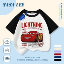 🚗 Giao hàng trong ngày 🚓 Áo thun trẻ em cotton trắng in khu vui chơi ô tô hoạt hình vui nhộn, thoáng mát mùa hè, tay ngắn cho bé 3-16 tuổi nam nữ đều mặc được. 4