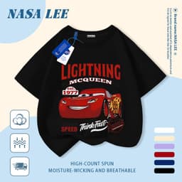 🚗 Giao hàng trong ngày 🚓 Áo thun trẻ em cotton trắng in khu vui chơi ô tô hoạt hình vui nhộn, thoáng mát mùa hè, tay ngắn cho bé 3-16 tuổi nam nữ đều mặc được. 5