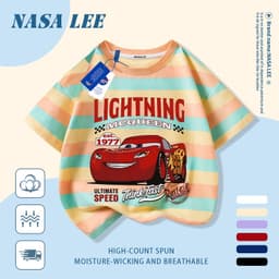 🚗 Giao hàng trong ngày 🚓 Áo thun trẻ em cotton trắng in khu vui chơi ô tô hoạt hình vui nhộn, thoáng mát mùa hè, tay ngắn cho bé 3-16 tuổi nam nữ đều mặc được. 7