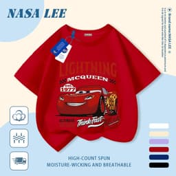 🚗 Giao hàng trong ngày 🚓 Áo thun trẻ em cotton trắng in khu vui chơi ô tô hoạt hình vui nhộn, thoáng mát mùa hè, tay ngắn cho bé 3-16 tuổi nam nữ đều mặc được. 6