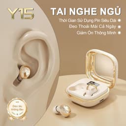 Y15 Tai nghe ngủ vỏ kim loại cao cấp [3 Quà tặng] 1 Nhãn dán hoạt hình+1 Bao tay chơi game+1 Dây buộc, Âm thanh nổi cấp độ HiFi, Siêu mỏng nhẹ - Đeo như không đeo, Chống nước IPX5, Giảm tiếng ồn ENC, 1