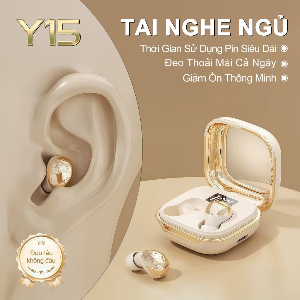 Y15 Tai nghe ngủ vỏ kim loại cao cấp [3 Quà tặng] 1 Nhãn dán hoạt hình+1 Bao tay chơi game+1 Dây buộc, Âm thanh nổi cấp độ HiFi, Siêu mỏng nhẹ - Đeo như không đeo, Chống nước IPX5, Giảm tiếng ồn ENC,