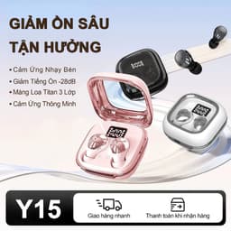Y15 Tai nghe ngủ vỏ kim loại cao cấp [3 Quà tặng] 1 Nhãn dán hoạt hình+1 Bao tay chơi game+1 Dây buộc, Âm thanh nổi cấp độ HiFi, Siêu mỏng nhẹ - Đeo như không đeo, Chống nước IPX5, Giảm tiếng ồn ENC, 2