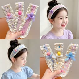 Băng đô dán ma thuật Hàn Quốc cho bé gái với họa tiết ren hoa Miếng Dán Tóc Phụ Kiện Tóc 1