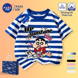 [Giao hàng trong ngày] Áo thun Cotton nguyên chất màu trắng cho trẻ em Khí quyển Phim hoạt hình trẻ em Crayon Shin-Chan Họa tiết in 3-16 tuổi Áo sơ mi ngắn tay dáng rộng thông thường 7