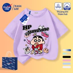 [Giao hàng trong ngày] Áo thun Cotton nguyên chất màu trắng cho trẻ em Khí quyển Phim hoạt hình trẻ em Crayon Shin-Chan Họa tiết in 3-16 tuổi Áo sơ mi ngắn tay dáng rộng thông thường 9