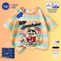 [Giao hàng trong ngày] Áo thun Cotton nguyên chất màu trắng cho trẻ em Khí quyển Phim hoạt hình trẻ em Crayon Shin-Chan Họa tiết in 3-16 tuổi Áo sơ mi ngắn tay dáng rộng thông thường 6