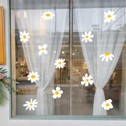 Nhãn Dán Cửa Kính Nhỏ Hoa Cúc Thiết Kế Cửa Hàng Trang Trí Cửa Sổ Decal PVC Không Keo Sổ Lưới Tản Nhiệt Chân Không Miếng Dán Tĩnh Điện Miếng Dán 2