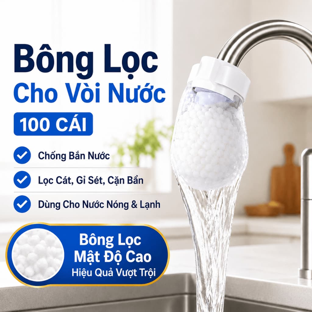 100PCS Túi bông lọc vòi nước đa năng chống bắn nước túi lọc nước máy dày mật độ cao có dây buộc lọc cát rỉ sét cặn vôi bụi bẩn dùng cho vòi bếp nhà tắm nóng lạnh