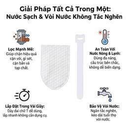 100PCS Túi bông lọc vòi nước đa năng chống bắn nước túi lọc nước máy dày mật độ cao có dây buộc lọc cát rỉ sét cặn vôi bụi bẩn dùng cho vòi bếp nhà tắm nóng lạnh 7