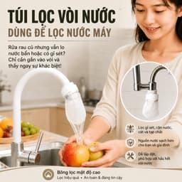100PCS Túi bông lọc vòi nước đa năng chống bắn nước túi lọc nước máy dày mật độ cao có dây buộc lọc cát rỉ sét cặn vôi bụi bẩn dùng cho vòi bếp nhà tắm nóng lạnh 2