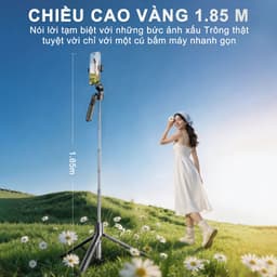 M3 MAX Gậy Chụp Ảnh Đa Năng – 3 in 1 Gậy selfie kiêm chân tripod, Dài 1.85m có thể điều chỉnh, Xoay 720 độ, Tay cầm cân bằng quay phim, Ốc vít chuẩn 1/4 (Tương thích với máy ảnh/Pocket3/ GoPro/đèn livestream) 2