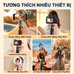 M3 MAX Gậy Chụp Ảnh Đa Năng – 3 in 1 Gậy selfie kiêm chân tripod, Dài 1.85m có thể điều chỉnh, Xoay 720 độ, Tay cầm cân bằng quay phim, Ốc vít chuẩn 1/4 (Tương thích với máy ảnh/Pocket3/ GoPro/đèn livestream) 3