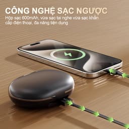 Y38 (2 cặp tai nghe) Mới Nhất Tai Nghe Đôi Kiêm Sạc Dự Phòng, Cặp tai nghe kẹp và 1 Cặp ngủ, Sạc ngược cho điện thoại & thiết bị khác, nhạc liên tục hơn 30 giờ, Âm thanh nổi cấp độ HiFi, Phù hợp cho cả khi ngủ và thể thao 6