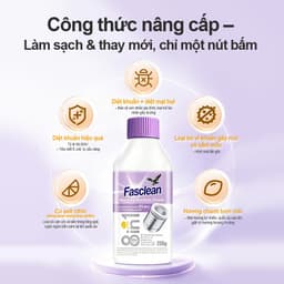 Fasclean Dung dịch vệ sinh và khử trùng máy giặt không cần ngâm 250g giúp loại bỏ nấm mốc, mạt bụi và mùi hôi 6