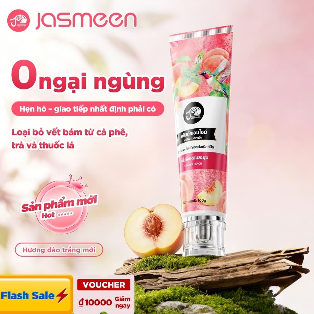 Kem đánh răng JASMEEN- hương hoa nhài (100g/tuýp)Làm trắng răng – giảm ê buốt – sạch cao răng & mảng bám