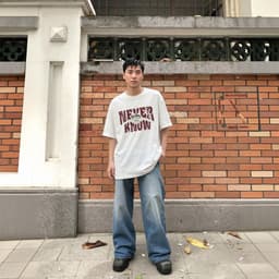 Áo phông nam cotton 220GSM oversize in chữ tiếng Anh NEVER KNOW thời trang đường phố mùa hè 3