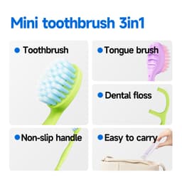 [Du lịch, văn phòng] Bàn chải đánh răng 3in1 Chỉ nha khoa & BC đánh răng & Bàn chải lưỡi 12 CÁI / gói 6