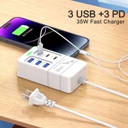 6 Cổng Sạc USB Đa Cổng 35W PD Type-C Điện Thoại Di Động Sạc Nhanh Tường Bộ Sạc TypeC USB Hub Adapter HOT -260901 9