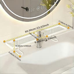 Kệ để đồ trên vòi nước bồn rửa mặt, kệ lưu trữ phòng tắm thoát nước rộng dung tích lớn không khoan tường 4