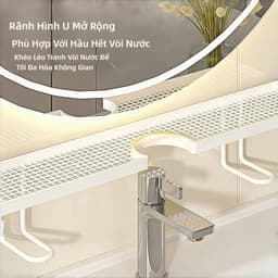 Kệ để đồ trên vòi nước bồn rửa mặt, kệ lưu trữ phòng tắm thoát nước rộng dung tích lớn không khoan tường 3
