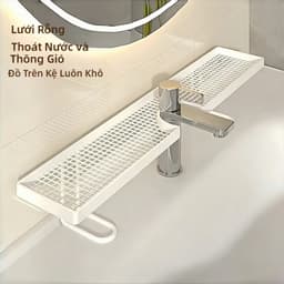 Kệ để đồ trên vòi nước bồn rửa mặt, kệ lưu trữ phòng tắm thoát nước rộng dung tích lớn không khoan tường 2