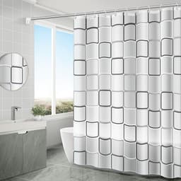 [Giao Hàng Nhanh] 180x180cm Peva Phòng Tắm Không Thấm Nước Rèm Tắm Rèm Cửa Màu Đen Trắng Xám Xanh Be Nâu Hồng Xanh Tím Cam Hải Quân Kẻ Sọc Gradient Phim Hoạt Hình Đại Dương Cây Hoa Lá Tắm Rèm Móc Thanh 6