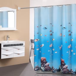 [Giao Hàng Nhanh] 180x180cm Peva Phòng Tắm Không Thấm Nước Rèm Tắm Rèm Cửa Màu Đen Trắng Xám Xanh Be Nâu Hồng Xanh Tím Cam Hải Quân Kẻ Sọc Gradient Phim Hoạt Hình Đại Dương Cây Hoa Lá Tắm Rèm Móc Thanh 8