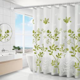 [Giao Hàng Nhanh] 180x180cm Peva Phòng Tắm Không Thấm Nước Rèm Tắm Rèm Cửa Màu Đen Trắng Xám Xanh Be Nâu Hồng Xanh Tím Cam Hải Quân Kẻ Sọc Gradient Phim Hoạt Hình Đại Dương Cây Hoa Lá Tắm Rèm Móc Thanh 9
