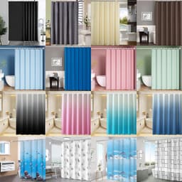 [Giao Hàng Nhanh] 180x180cm Peva Phòng Tắm Không Thấm Nước Rèm Tắm Rèm Cửa Màu Đen Trắng Xám Xanh Be Nâu Hồng Xanh Tím Cam Hải Quân Kẻ Sọc Gradient Phim Hoạt Hình Đại Dương Cây Hoa Lá Tắm Rèm Móc Thanh 1