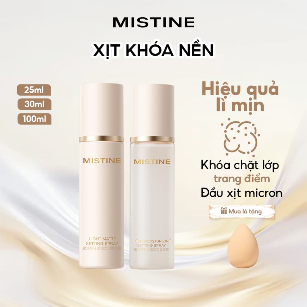 Xịt Khóa Makeup mistine 25ml/30ml/100ml – Xịt Cố Định Lớp Trang Điểm Lâu Trôi, Kiềm Dầu Suốt Ngày, Chống Lem Trôi, Hiệu Ứng Lì Mịn Tự Nhiên, Giữ Nền Bền Đẹp