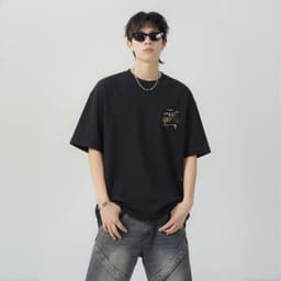 Áo thun tay ngắn nam dáng suông in chữ WAID RINOG nhiều chi tiết đồ ăn hot trend sinh viên năng động 9