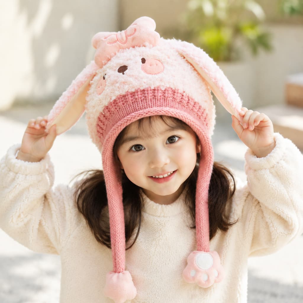 Mũ Trùm Đầu Dày Dặn Giữ Ấm Bảo Vệ Tai Họa Tiết Hoạt Hình Phong Cách Hàn Quốc Thời Trang Thu Đông Cho Bé Trai Và Gái