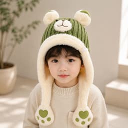 Mũ Trùm Đầu Dày Dặn Giữ Ấm Bảo Vệ Tai Họa Tiết Hoạt Hình Phong Cách Hàn Quốc Thời Trang Thu Đông Cho Bé Trai Và Gái 9