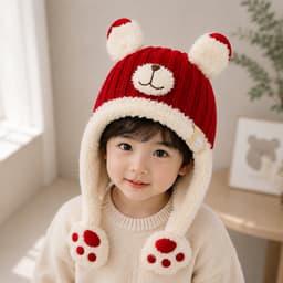 Mũ Trùm Đầu Dày Dặn Giữ Ấm Bảo Vệ Tai Họa Tiết Hoạt Hình Phong Cách Hàn Quốc Thời Trang Thu Đông Cho Bé Trai Và Gái 6