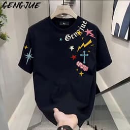 Áo thun nam NASA – Áo thun ngắn tay cổ tròn hợp thời trang, Áo họa tiết thông thường Unisex, Vải thoáng khí thoải mái mềm mại 5