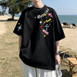 Áo thun nam NASA – Áo thun ngắn tay cổ tròn hợp thời trang, Áo họa tiết thông thường Unisex, Vải thoáng khí thoải mái mềm mại 3