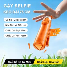M1 SE Gậy Chụp Ảnh Đa Năng – Gậy selfie đầu tiên dành cho giới trẻ, Màu tươi trẻ - Chuẩn cá tính, Siêu Mini - Siêu Thời Trang, 3 trong 1 gậy selfie kiêm chân tripod, Dài 0.75m có thể điều chỉnh xoay 360 độ 2
