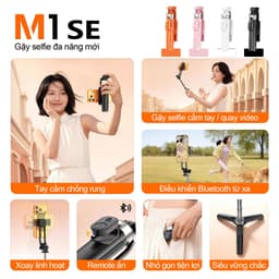 M1 SE Gậy Chụp Ảnh Đa Năng – Gậy selfie đầu tiên dành cho giới trẻ, Màu tươi trẻ - Chuẩn cá tính, Siêu Mini - Siêu Thời Trang, 3 trong 1 gậy selfie kiêm chân tripod, Dài 0.75m có thể điều chỉnh xoay 360 độ 8