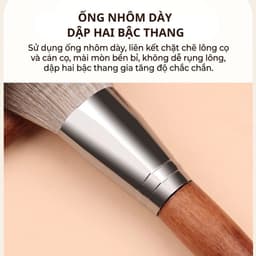 【Gỗ Nguyên Khối】Bộ Cọ Trang Điểm LHWA 13 Món Cán Gỗ Tự Nhiên Màu Nâu Lông Mềm Dùng Cho Mặt Và Mắt 4