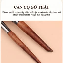 【Gỗ Nguyên Khối】Bộ Cọ Trang Điểm LHWA 13 Món Cán Gỗ Tự Nhiên Màu Nâu Lông Mềm Dùng Cho Mặt Và Mắt 5
