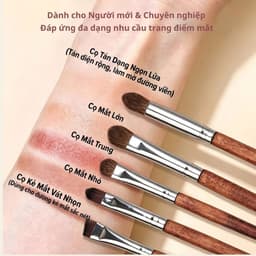 【Gỗ Nguyên Khối】Bộ Cọ Trang Điểm LHWA 13 Món Cán Gỗ Tự Nhiên Màu Nâu Lông Mềm Dùng Cho Mặt Và Mắt 3