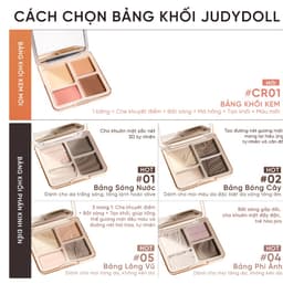 Bảng Phấn Tạo Khối Bắt Sáng 4 Ô JUDYDOLL Highlight & Contour Palette Mỏng Mịn Dễ tán Chuẩn màu 3D Lâu trôi 9g 8