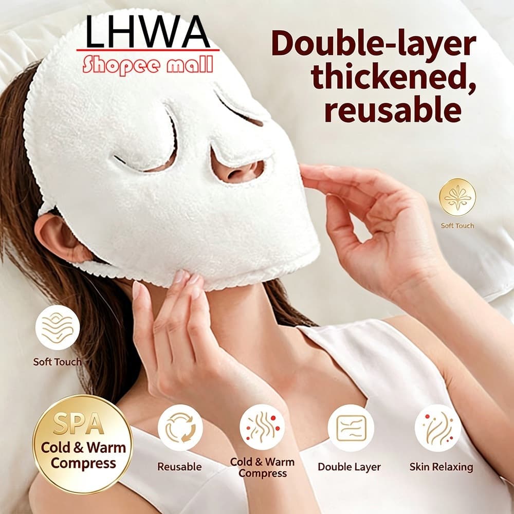 Khăn Mặt Nạ Chườm Nóng LHWA Màu Trắng Dùng Làm Sạch Lỗ Chân Lông Và Thư Giãn Da