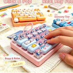 Bàn Phím Móc Khóa Bàn Phím Cơ Fidget Đồ Chơi Có Ánh Sáng 26 Phím Báo Chí Âm Thanh Giảm Căng Thẳng Đồ Chơi Quà Tặng Cho Trẻ Em Người Lớn 5