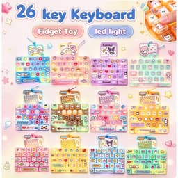 Bàn Phím Móc Khóa Bàn Phím Cơ Fidget Đồ Chơi Có Ánh Sáng 26 Phím Báo Chí Âm Thanh Giảm Căng Thẳng Đồ Chơi Quà Tặng Cho Trẻ Em Người Lớn 1