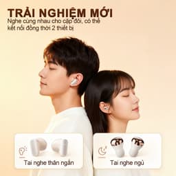 Y36 (2 cặp tai nghe) Mới Nhất Tai Nghe Đôi, 1 Cặp tai nghe chuôi ngắn và 1 Cặp tai nghe ngủ, Nghe nhạc liên tục hơn 30 giờ, Âm thanh nổi cấp độ HiFi, Chống ồn AI - Gọi rõ nét, Êm da - Không đau tai, Mở nắp kết nối ngay 8