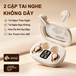 Y36 (2 cặp tai nghe) Mới Nhất Tai Nghe Đôi, 1 Cặp tai nghe chuôi ngắn và 1 Cặp tai nghe ngủ, Nghe nhạc liên tục hơn 30 giờ, Âm thanh nổi cấp độ HiFi, Chống ồn AI - Gọi rõ nét, Êm da - Không đau tai, Mở nắp kết nối ngay 3